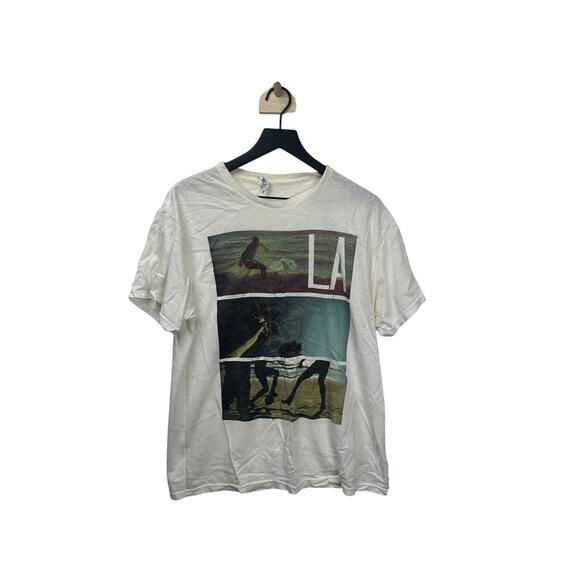 Delta Pro Weight T Shirt Mens L White LA Graphic Print Long Sleeve #29‎ - Picture 1 of 8